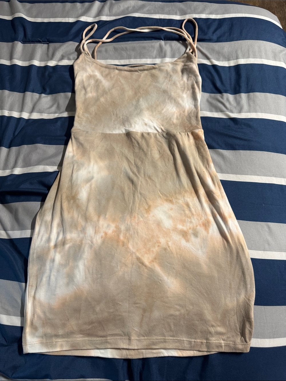 Windsor Beige Tie-Dye Spaghetti Strap Mini Dress
